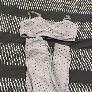 Echt Gray Polka Dot Sports Bra and Leggings Set